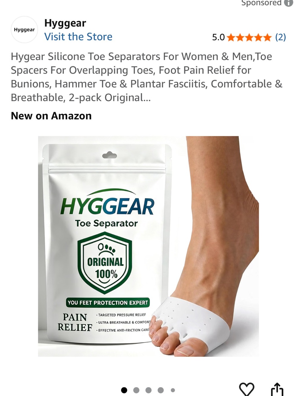 White Silicone Toe Separator β Pain Relief for Overlapping Toes set of 2 packs